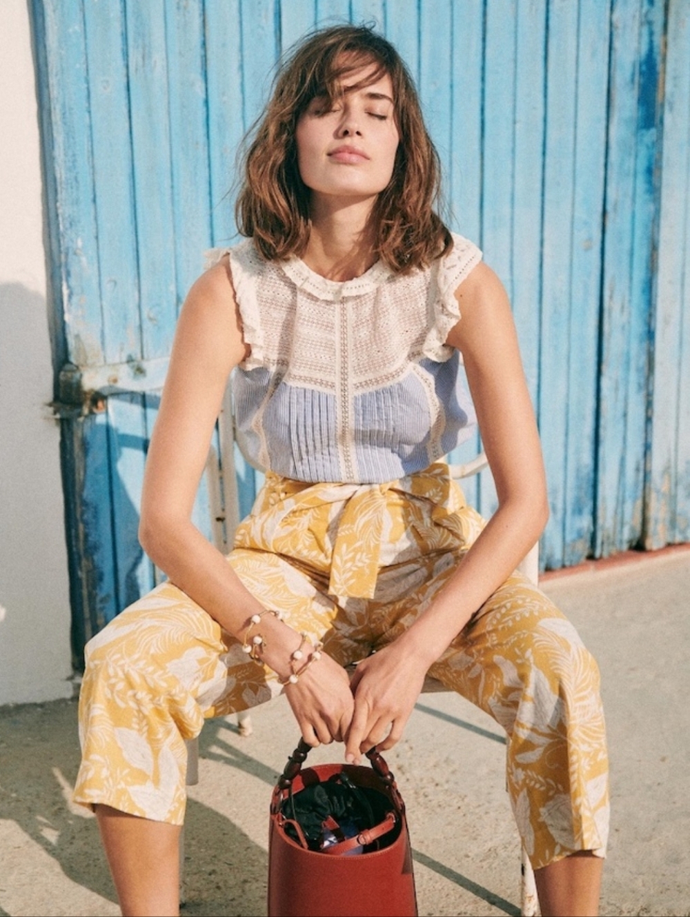 Sezane Diana Blouse Lace Stripes Romantic Victorian